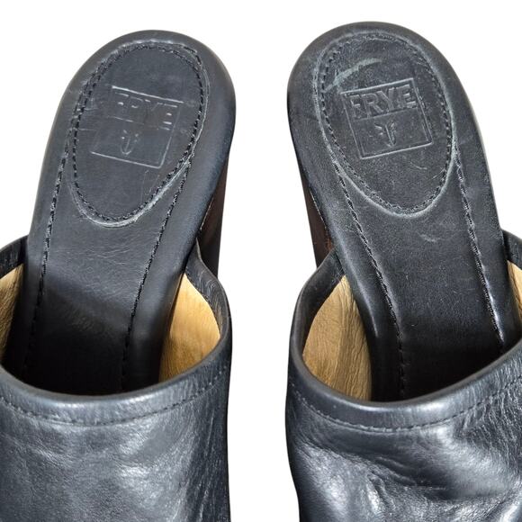 Frye Jessica Clog Womens 9.5 Black Leather Platform Braid Wood Heel Western - Picture 7 of 12